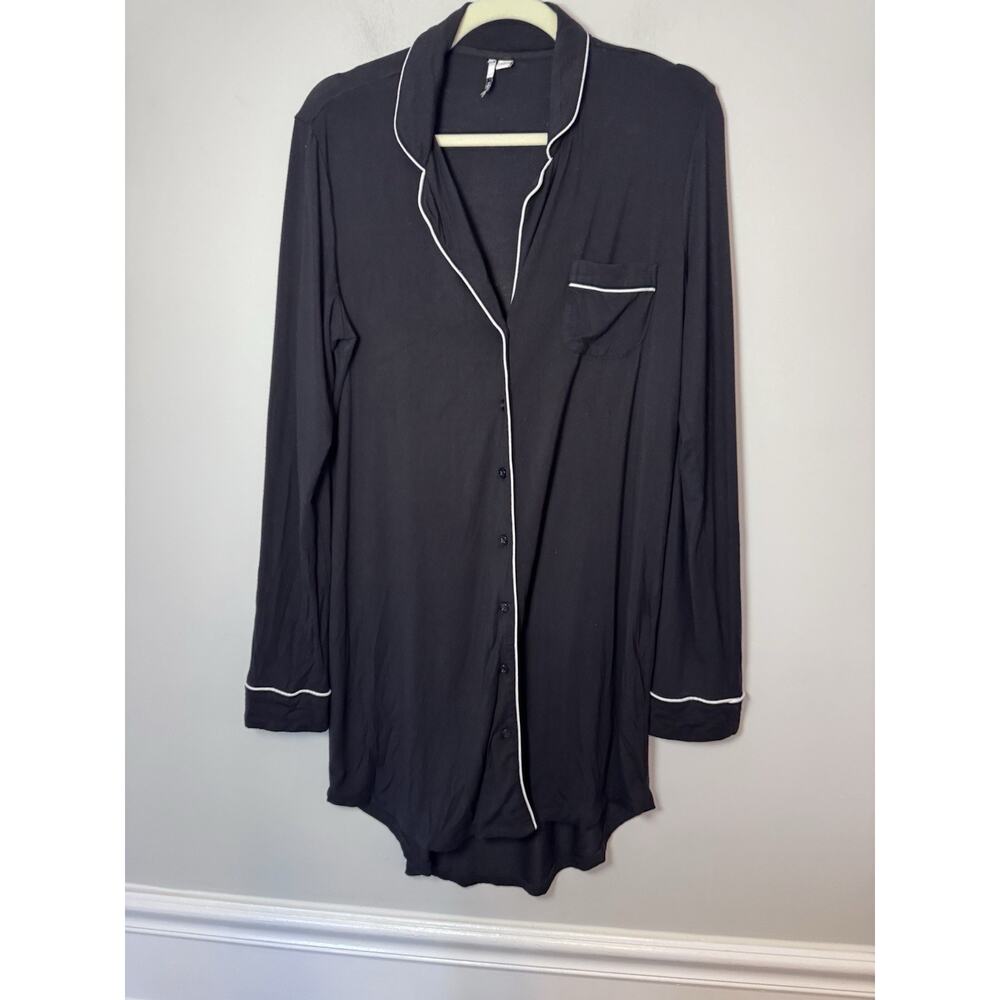 Nordstrom Black Tencel Pajama Dress Long Sleeve Sz S